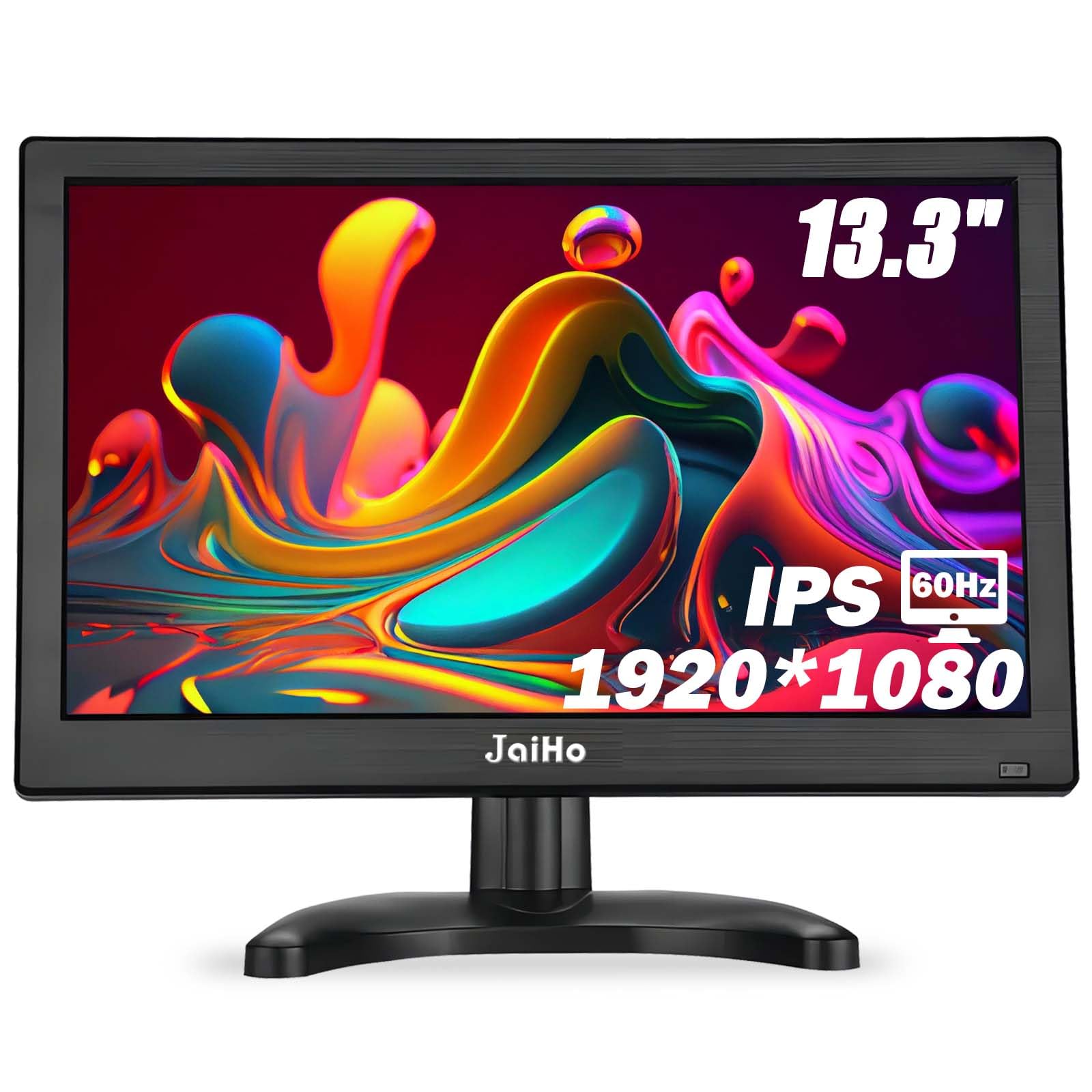 Photo 1 of JaiHo 13.3 Inch Small HDMI Monitor 1920×1080 Resolution 60Hz HD IPS Display Screen, 16:9 Security Monitor for Gaming CCTV Security Camera Raspberry Pi PC, Built-in Speaker, Black
