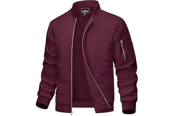 MAGCOMSEN Men's Bomber Jacket with Pockets Lightweight Casual Windbreaker Full Zip Spring Fall Coat