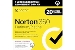 Norton 360 Platinum 2026, Antivirus software for 20 Devices – Includes Advanced AI Scam Protection, VPN, Dark Web Monitoring & PC Cloud Backup [Download]