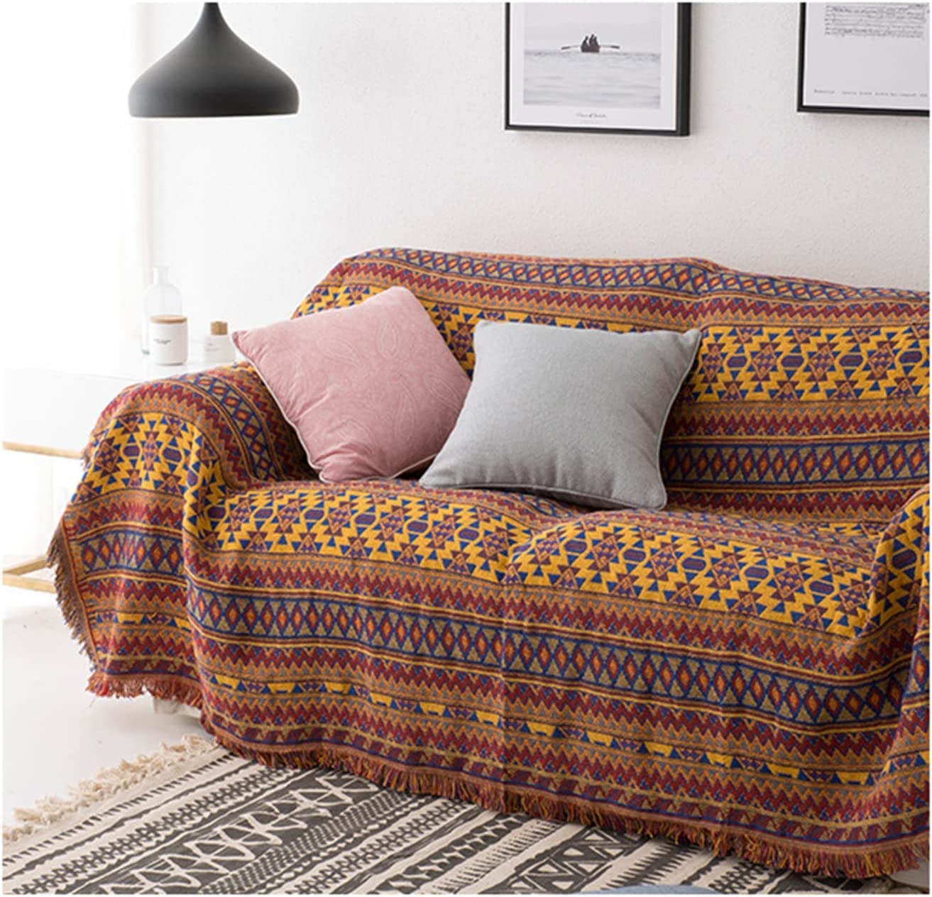 Photo 1 of BCOTTOND Aztec Blanket Native American Throw - Bohemian Blanket Soutwestern Tribal Cozy Couch Sofa Bed Travel Beach 50"x70"