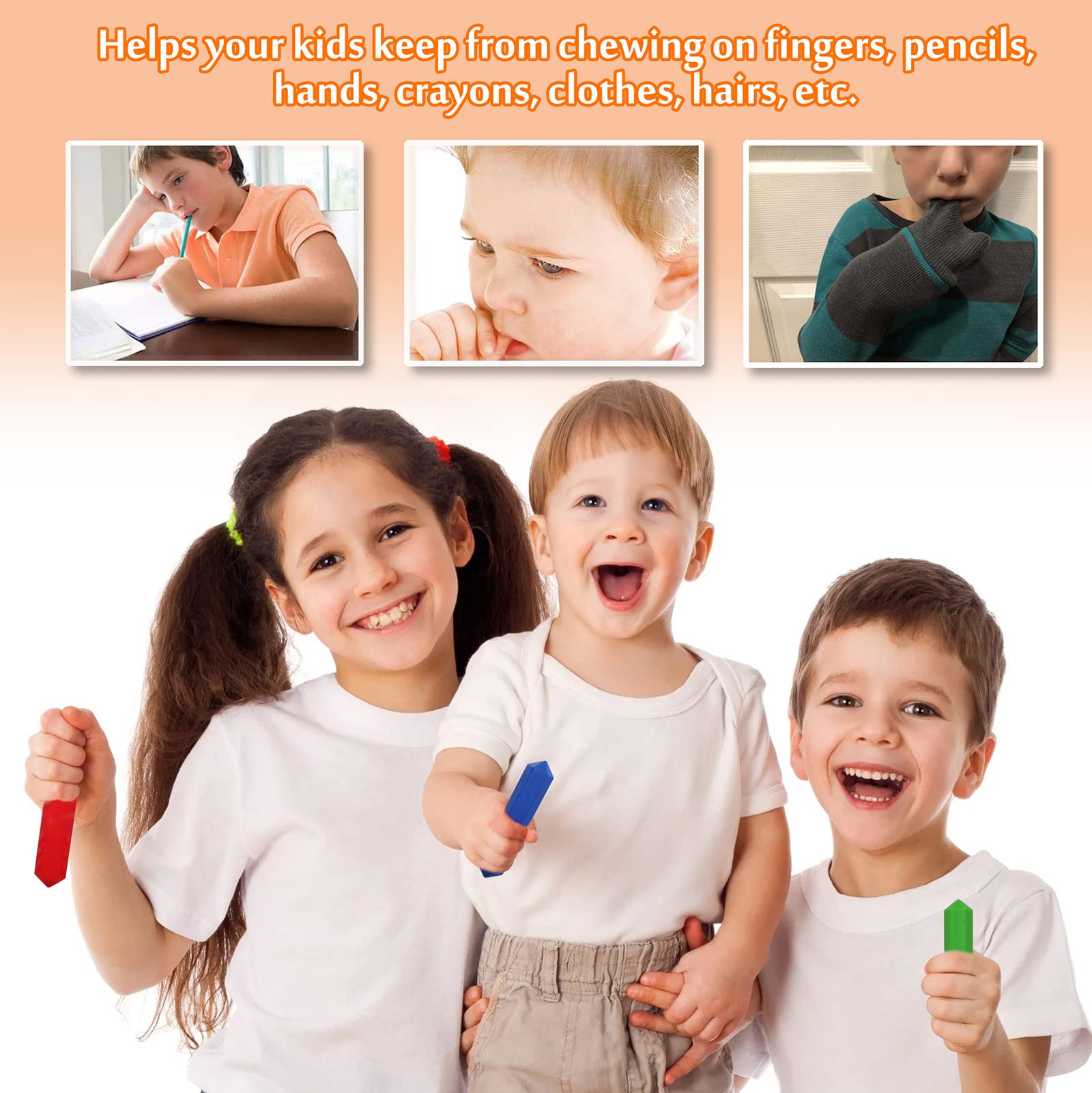 Chew Necklaces for Sensory Kids - 5 Pack Silicone Chewy Toys for ADHD, Autism, SPD, Oral Motor Therapy Tool with Textured Surface, Anxiety Relief Chewables