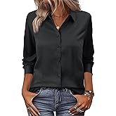 siliteelon Women Button Down Shirts Dress Shirts Long Sleeve Classic-Fit Cotton