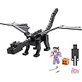 Mattel Minecraft Ender Dragon Action Figures Set with Lights, Sounds & Mist, Includes Steve & Enderman Figures in 3.25-inch Scale, 15 Anniversary Collectible