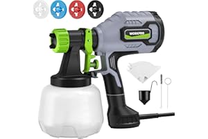 WORKPRO Paint Sprayer, 600W HVLP Spray Paint Gun with 4 Nozzles, 3 Spray Patterns & Adjustable Flow, 44 fl.oz (1300ml) Container, Paint Gun for Furniture, Cabinets, Fence, Walls, Doors, DIY Projects