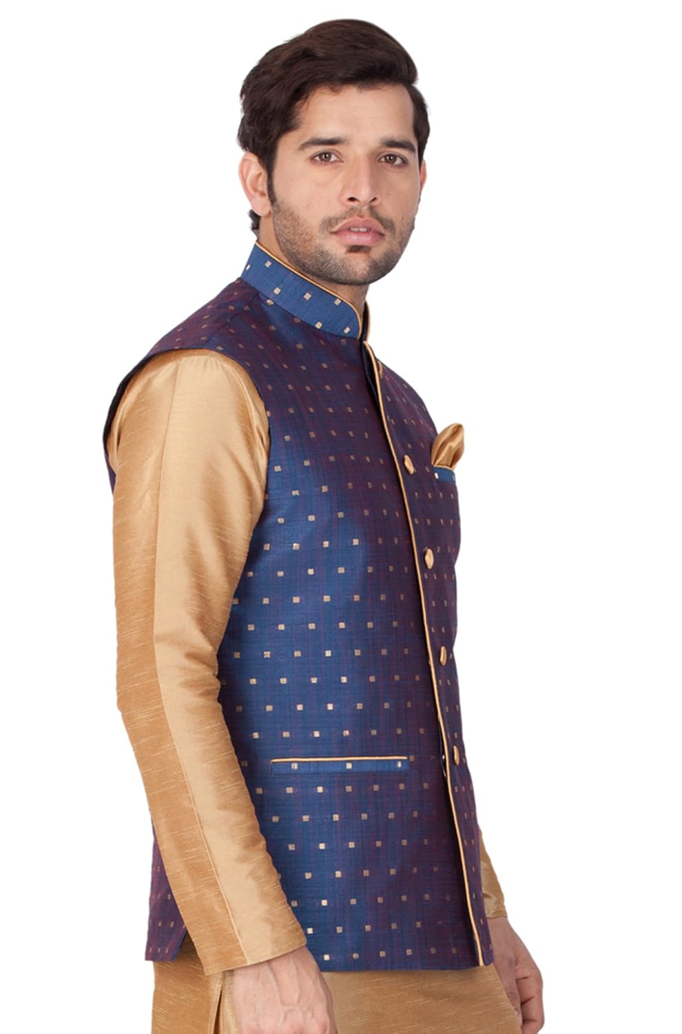 vastramay mens cotton blend nehru jackets (blue_vasmj009bu)