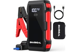 Sharmeal Jump Starter 4000A, 12V Jump Starter Battery Pack(Up to 10.0L Gas or 8.0L Diesel Engine), Battery Booster with 3 Modes Flashlight and Jumper Cable