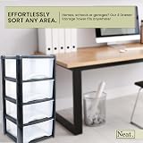 Neat 4-in-1 Space-Saving Office & Home Plastic Storage Drawers Black/Clear 80cm view 7