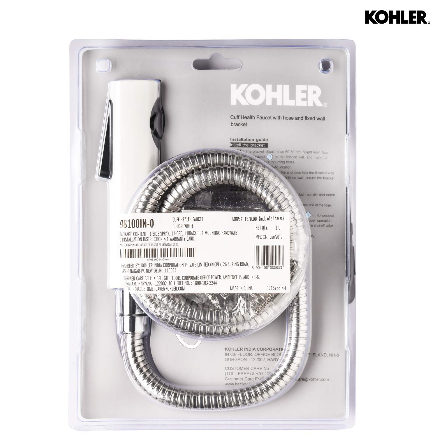 Kohler Cuff Health Faucet Premium Hygiene Spray With Metal Hose