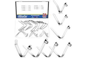 Glarks 21pcs 6mm/7mm/8mm/9mm Paddle Spring Snap Clips Kit, Stainless Steel Push Button Clips, Spring Button Clip, Tube Lockin