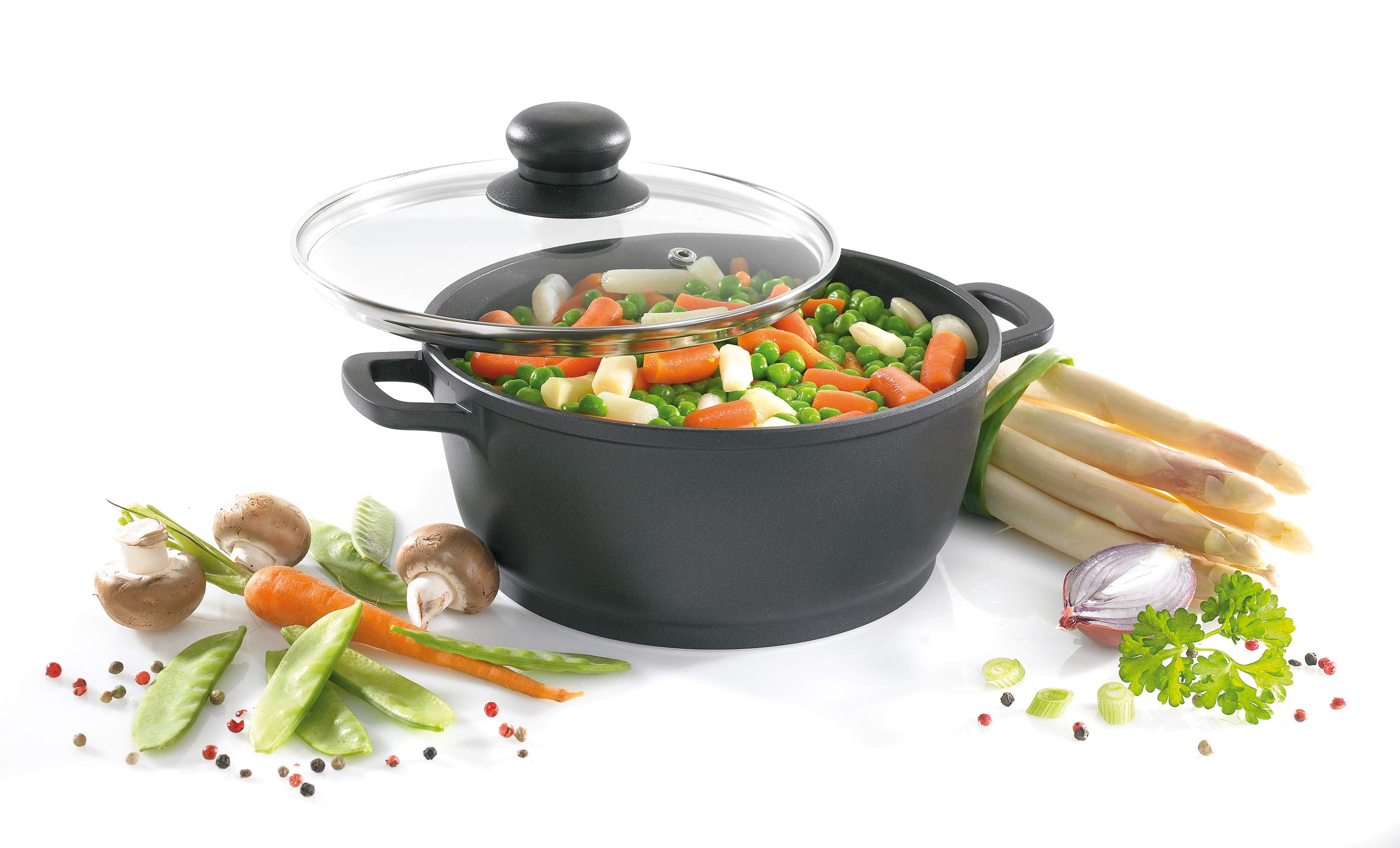 Karl Kruger Leipzig Aluguss Series Pot with Glass Lid and Thermogrips, 3.5 l โ image 1