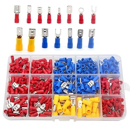 DEHAO 368pcs Kabelschuhe Elektrische Steckverbinder Flachstecker Lötverbinder Quetschverbinder Set Terminals Stoßverbinder So