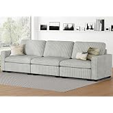 Belffin Modular Sectional Sofa with Storage Seat, Oversized Cloud Couch Sectional with Extra Deep Seat, Comfy 3 Seater Sectional Couches for Living Room, Plush Corduroy Light Grey