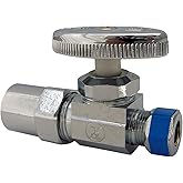 LASCO 06-7301 Straight Stop Brass Valve, 1/2" CPVC Glue Inlet x 3/8" OD Compression Outlet, Chrome