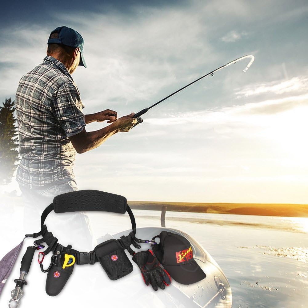WATERFLY Fishing Wading Belt, Adjustable Wader Belt Fishing Waist Belt with D-rings hooks for Fishing Waders for Men: Clothing