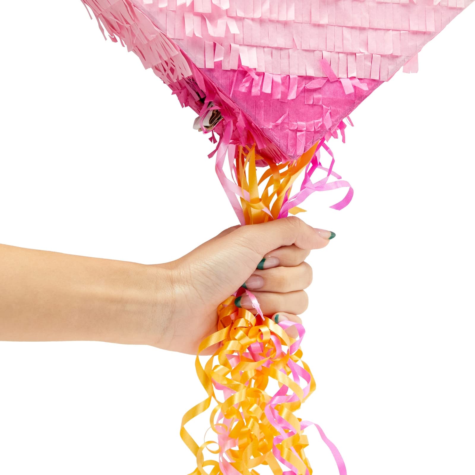 Sparkle and Bash Pink and Gold Ombre Pull String Heart Pinata - Ideal for Birthday Party Decorations & Supplies, Quinceanera, Valentine's Day (16 x 13 x 3 In Pull String Pinata, Small)