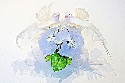 2 Colombes De Mariage Blanc Plumes Veritables Art Floral Boule Decorative Oiseaux Pigeon Bapteme K02 Amazon Fr Cuisine Maison