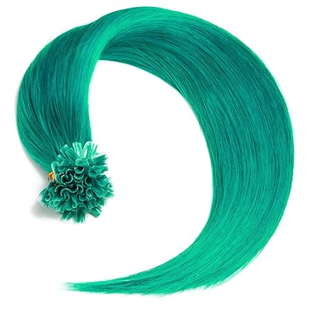 Türkise Keratin Bonding Extensions 100% Remy Echthaar Human Hair - 25x 1g 45cm Glatte Strähnen - Lange Haare mit Keratin Bond