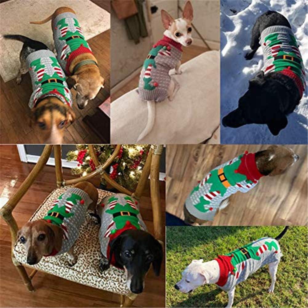 ABRRLO Dog Christmas Jumper Ugly Elf Outfits Grey Xmas Pet Sweater Puppy Cat Holiday Costume New Year Clothes Gift for Small Medium Large Dogs (Gray Elf,XXL) - Image 4