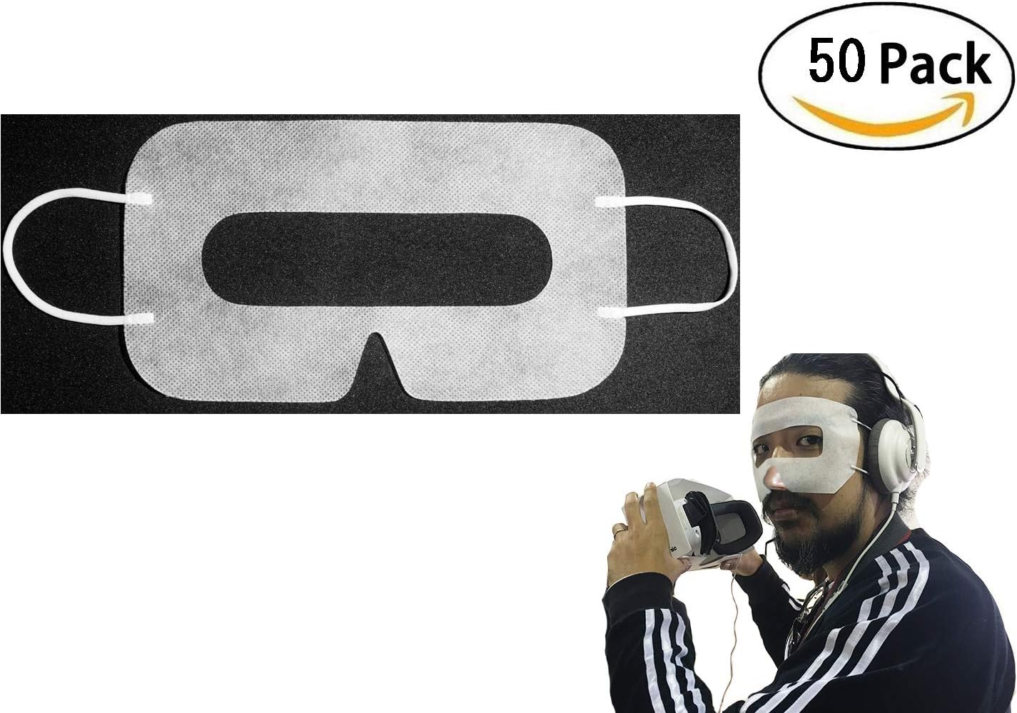 [50pcs] Disposable Face Cover Mask, Sanitary Mask for HTC Vive/PS VR/Gear VR/Oculus Rift- Prevent Eye Infections