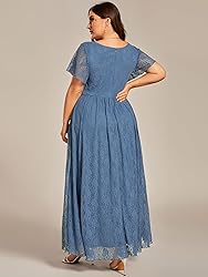Ever-Pretty Plus Women's V Neck Ruffles Sleeves