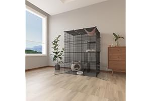 LEPTZOA Large 4-Tier Cat Cage Indoor, DIY Cat Enclosures Detachable Metal Wire, Indoor Cat Crate Exercise Place Ideal for Kitty, Small Animals