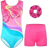 Tziharora Girls Gymnastics Leotards Multicolor Sleeveless Dance Bodysuits with Shorts Workout Activewear for Kids