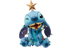 Enesco Disney Showcase Stitch Wrapped in Christmas Lights Figurine, 7.5 Inch, Multicolor