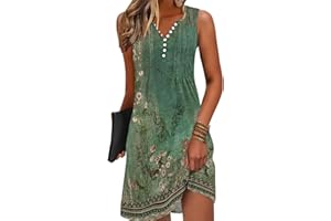 Disamer Beach Dresses for Women 2025 Vacation Swim Cover up V-Neck Summer Dress Button Down Sleeveless Boho Floral Sundress
