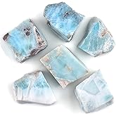 QNAVIC 3pcs Natural Raw Larimar Rough Crystal Gemstone, Chakra Healing Energy Birthstone Crystal for Jewelry Making Supplies, DIY Crafts, Wholesale Bulk Loose Gemstones, Wire Wrapping, Birthday Gift