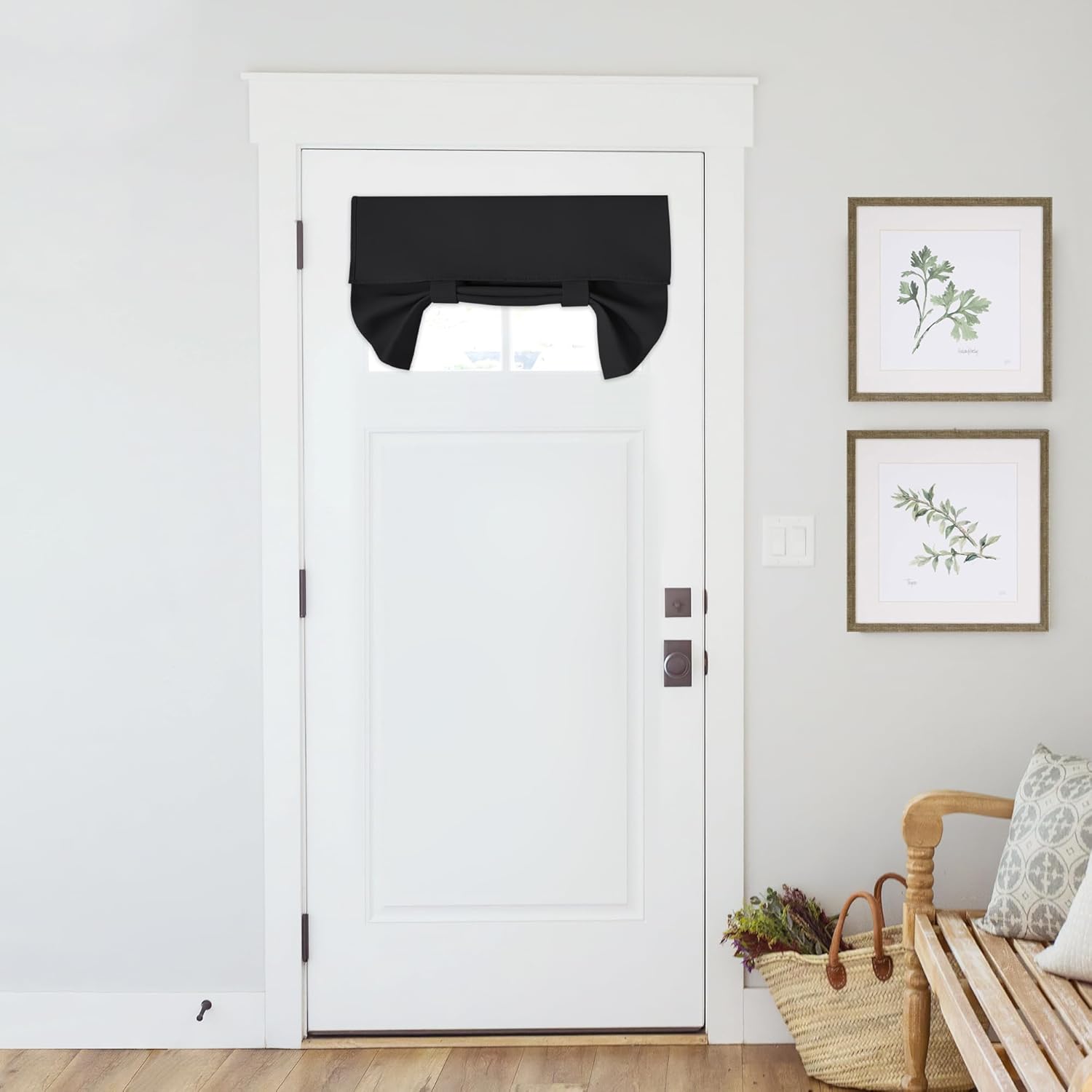 Outdoor Curtains - PONY DANCE Black Front Door Window Covering, Blackout Small Door Curtains for Privacy, Half Door Window Curtains Thermal Insulate Covering for Patio Door Glass Door, 26 inch x 18 inches, 1 Panel