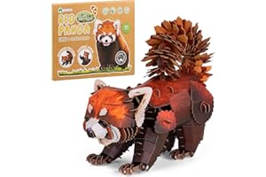 Makebug STEM Toy Eco-Friendly Learning Toy for Kids Ages 7 and Up - 3D Paper Puzzle Perfect for Birthdays, Christmas, and Holiday Gifting(Red Panda)