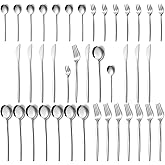 Pleafind 40-Pieces Silverware Sets for 8, Silver Polished Cutlery Set, Stainless Steel Flatware Set, Include Forks Spoons and