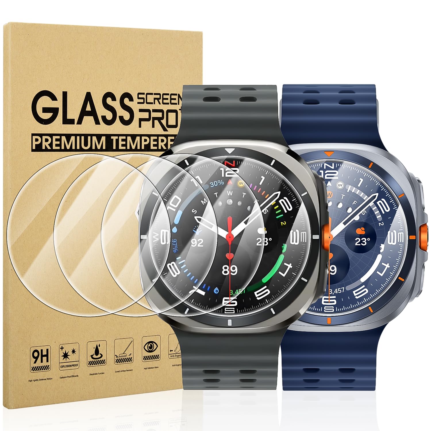 Photo 1 of Suoman 4-Pack for Samsung Galaxy Watch 8/7 Ultra 47mm Screen Protector, [Scratch Resistent] 9H Hardness Tempered Glass Screen Protective Film for Galaxy 47 mm Smartwatches