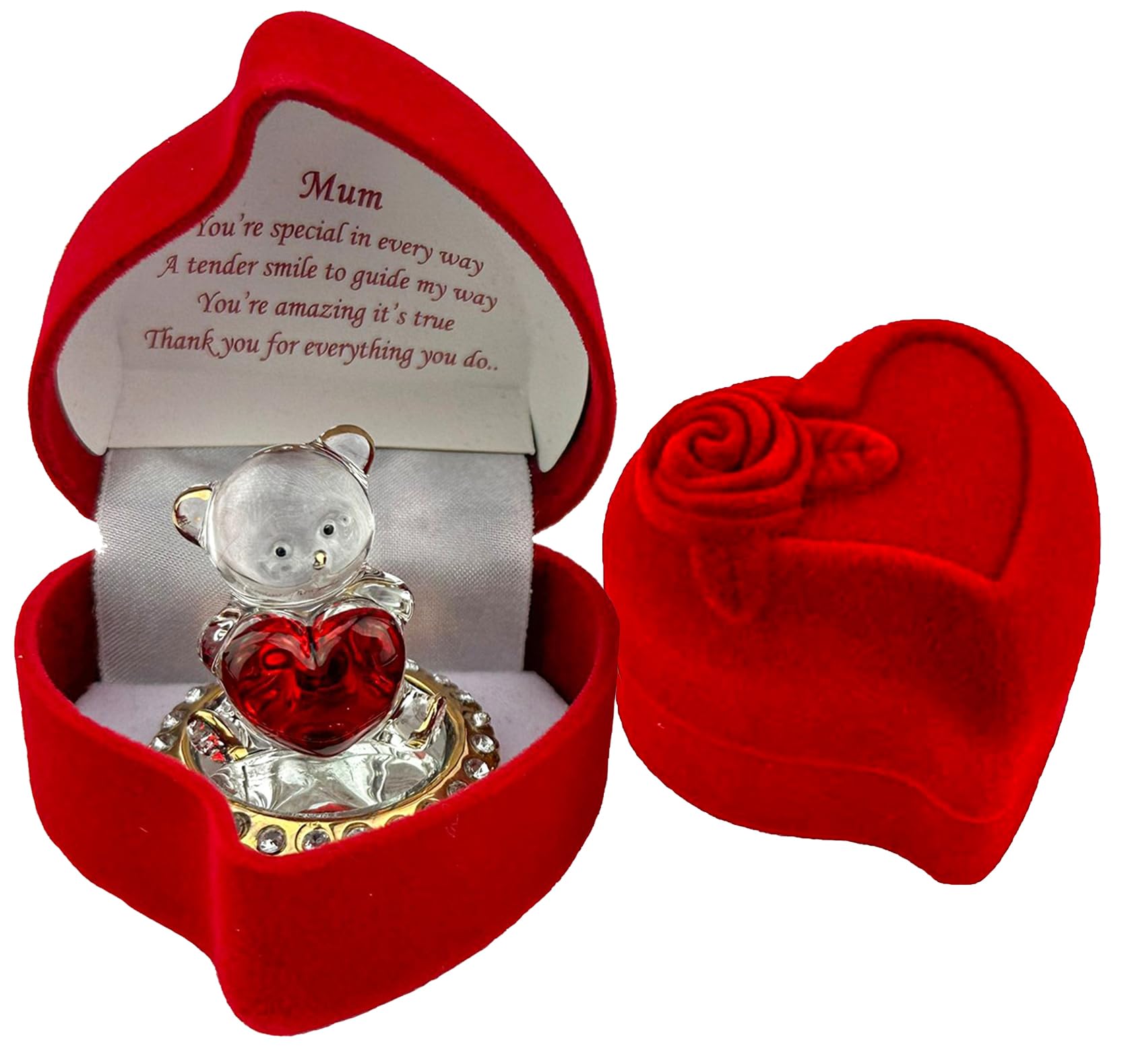 Teddy Mum Mummy Mom Glass Mother's day Gift Christmas Xmas Birthday Anniversary Present