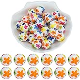 WEWAYSMILE 20 Pcs 15mm Silicone Beads Bulk Printed Silicone Focal Beads for Pens DIY Bracelets Necklaces Lanyards Beaded Craft Supplies(Cherry Blossoms)
