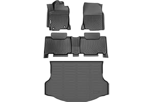 GINOWY-Floor Mats & Cargo Liner for Toyota RAV4 2013-2018(Not for Hybrid or Prime) 丨TPE All Weather Car Mats RAV4 | Custom Fit Rubber Floor Liners Car Accessories Cargo Mat RAV4 Trunk Mat