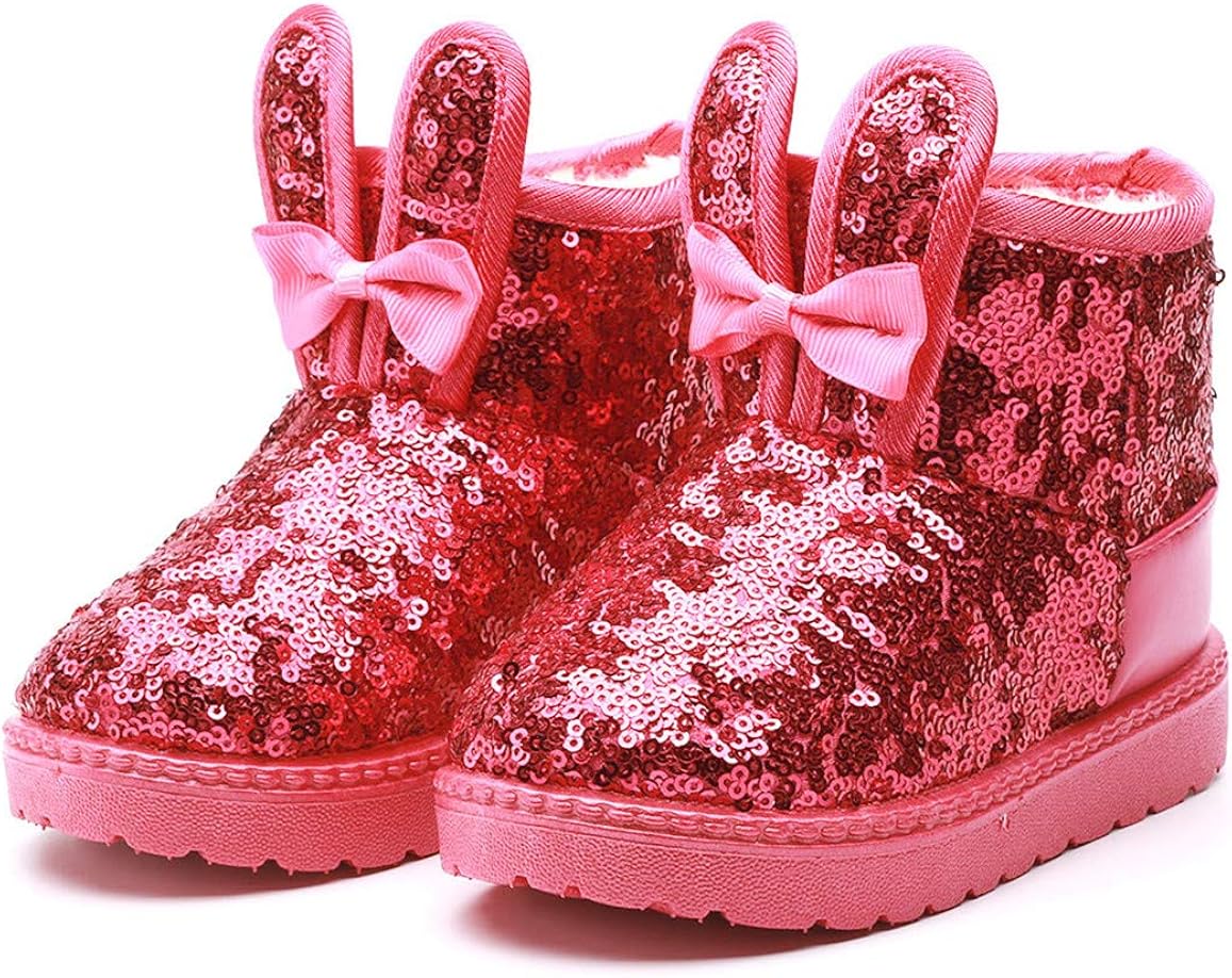  | DADAWEN Boy's Girl's Warm Winter Sequin Waterpoof Outdoor Snow Boots | Snow Boots