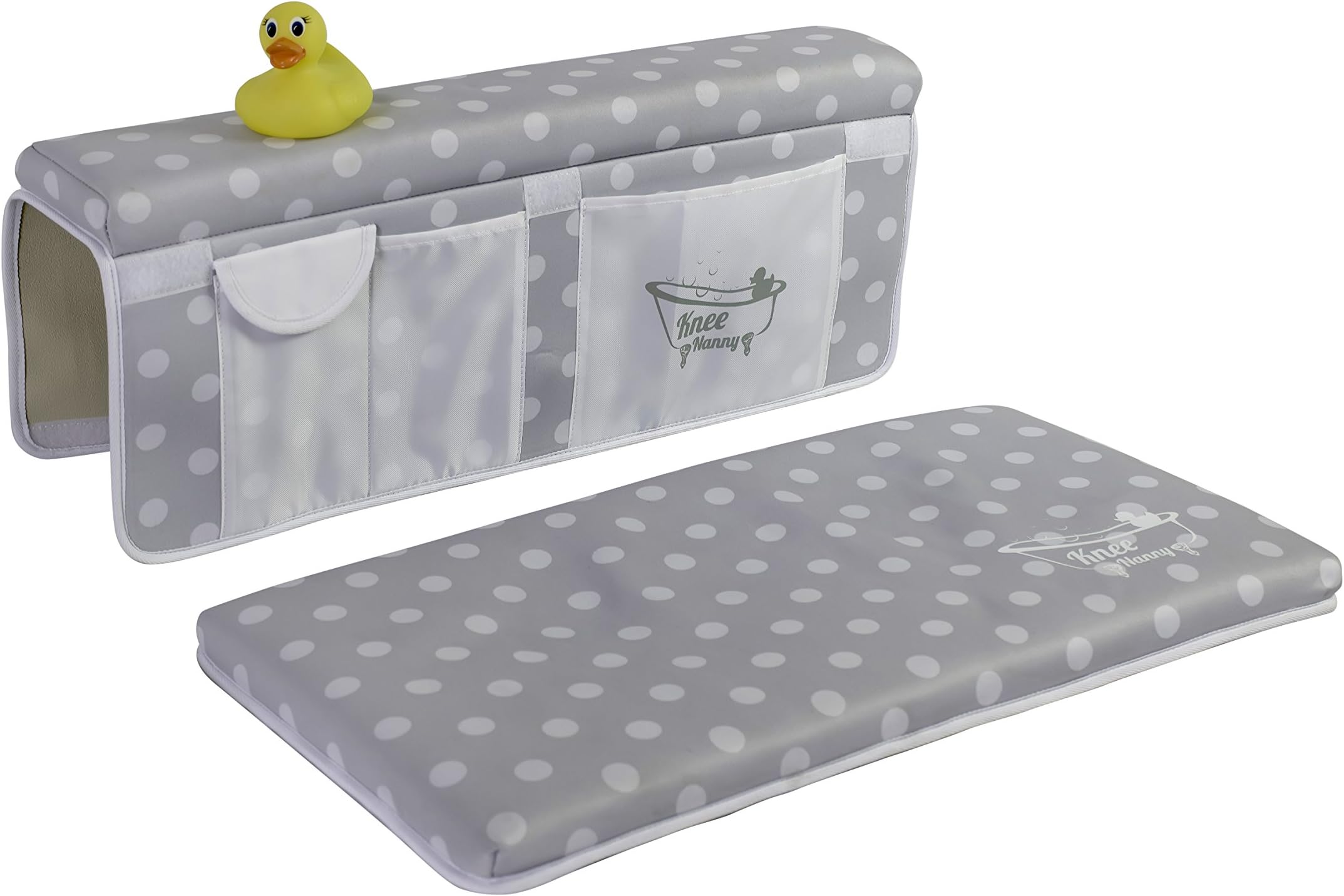 Ultimate Baby Bath Tub Knee Pad, Elbow Pad, Infant Toddler Newborn, Kneeler Pad Cushion, Extra Thick, Non Slip, Suction Cup, Premium Kneeling Pad, Gray Grey Polka Dot by Knee Elbow Rest Cushion