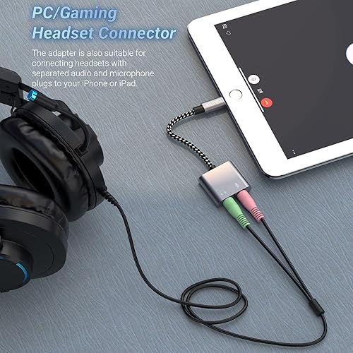 Cubilux Lightning to TRS Microphone Adapter with Headphone