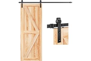 EaseLife 5.3 FT Sliding Barn Door Hardware Track Kit,Basic J Pulley,Slide Smoothly Quietly,Easy Install (5.3FT Track Kit for 30"~32" Wide Single Door)