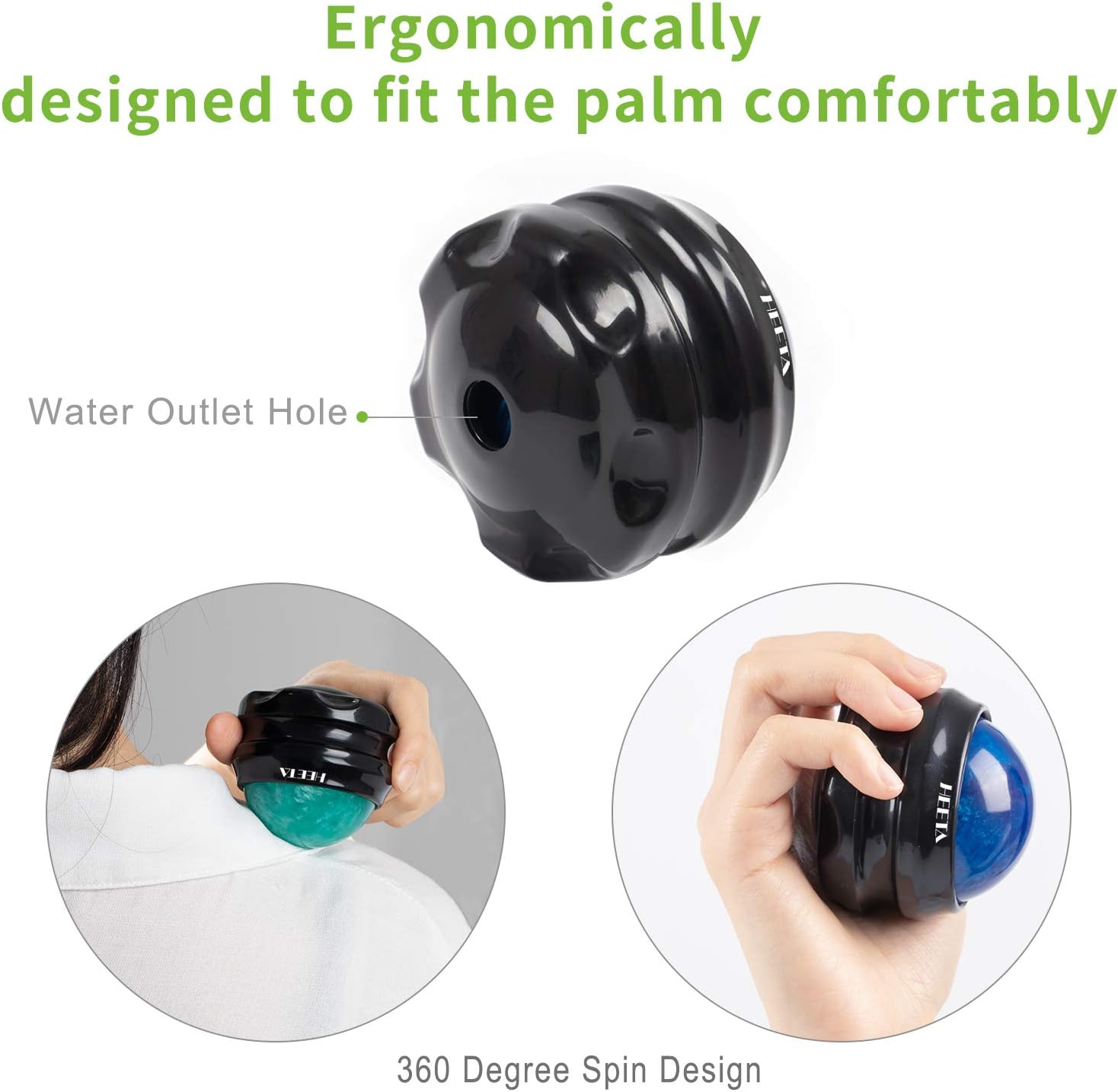 HEETA Massage Ball Manual Roller Massager 2-Pack Self Massage Therapy Tool for Sore Muscles, Shoulders, Neck, Back, Foot, Body, Deep Tissue, Stiffness, Joint Pain Relief (Blue&Green): Health & Personal Care