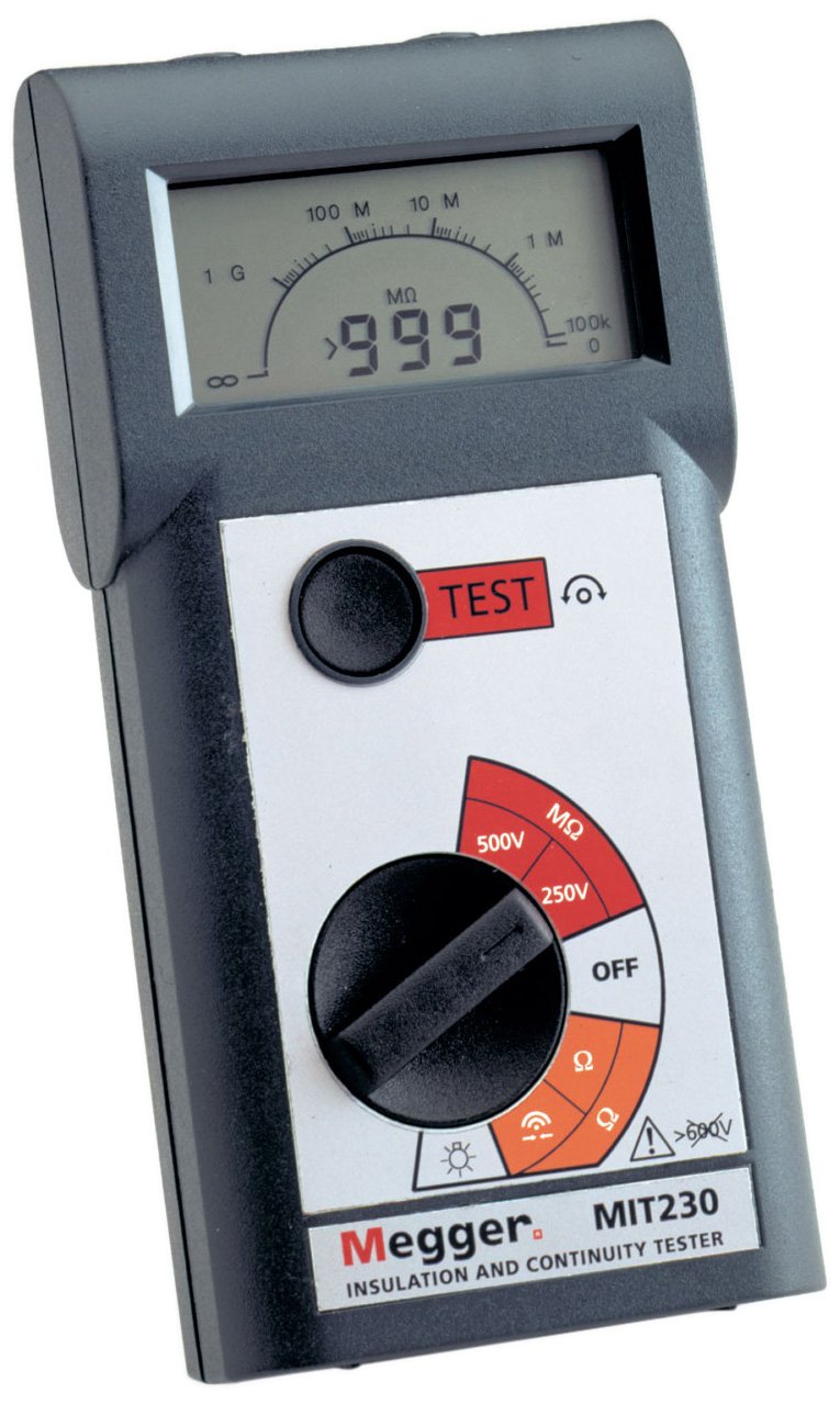 Megger MIT230EN Insulation Tester, 1000 Megaohms Resistance, 250V, 500V, 1000V Test Voltage