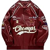 Aelfric Eden Faux Leather Racing Jacket Oversized Motorcycle Biker Racer Jackets Streetwear Unisex