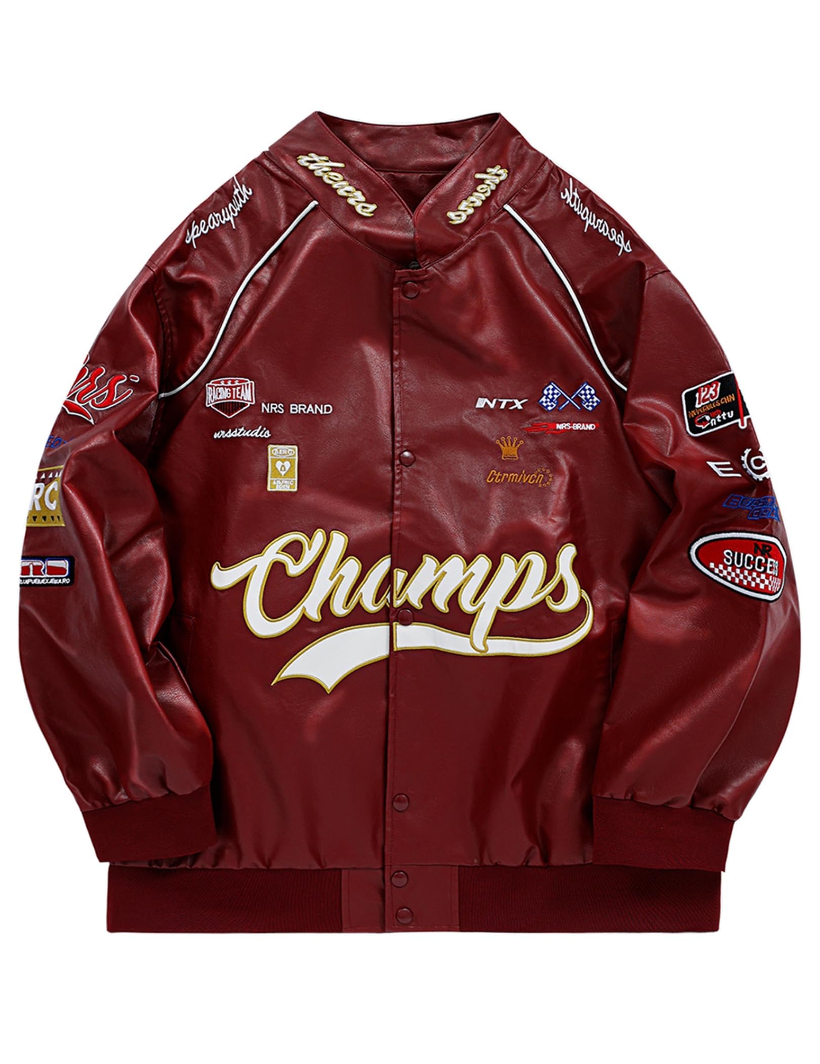 Photo 1 of Aelfric Eden Faux Leather Jacket Oversized Racing Motorcycle Jackets Moto Coats Unisex Trendy Streetwear Jacket