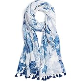 XINGSHUNFU Scarf for Women Lightweight Fashion Floral Printed Scarves Boho Fall Winter Fringed Shawl Wraps
