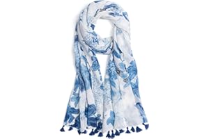 QIUTIMIY Scarf for Women Lightweight Soft Floral Leopard Printed Scarves Fall Winter Fashion Shawl Wrap with Fringe