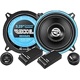 RECOIL REM525 Echo Series 5.25 Inch Car Audio Component Speaker System | 5.25", 200W Max, 100W RMS, Polypropylene Cone, Nitrile Rubber Surround, 3 Level Filter, Hi-Fi