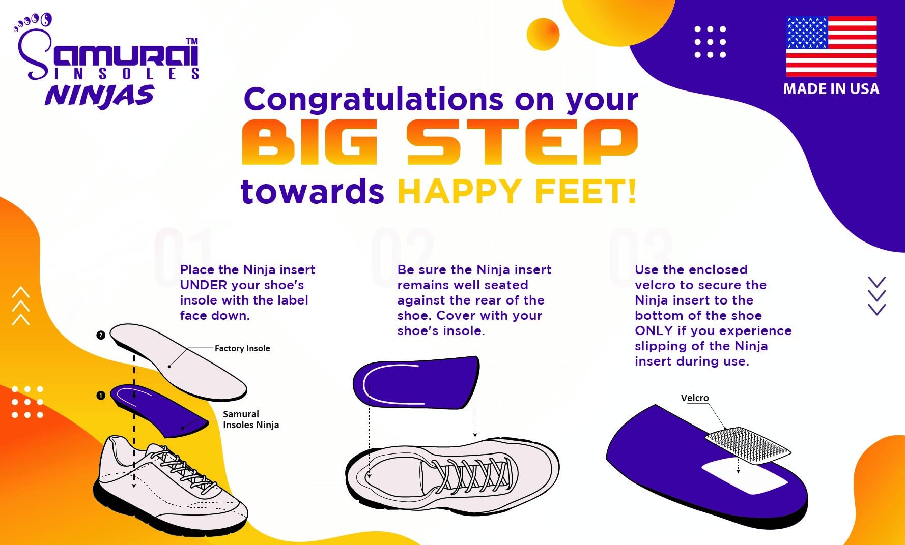 Samurai Insoles Ninjas Plantar Fasciitis Relief Arch Support Shoe Insoles - Podiatrist Designed, Orthotic Lab Made in The USA
