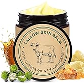Handmade Tallow, Organic Castor Oil, and Frankincense Oil Face Balm, 100% Grass-Fed Tallow for Skin Care, Face & Body Moistur