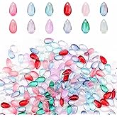240pcs Teardrop Glass Beads 12 Colors Water Drop Crystal Glass Beads Glitter Loose Bead Charms Pendants Teardrop Crystal Bead for DIY Necklace Bracelet Earrings Making Costume Embellishments